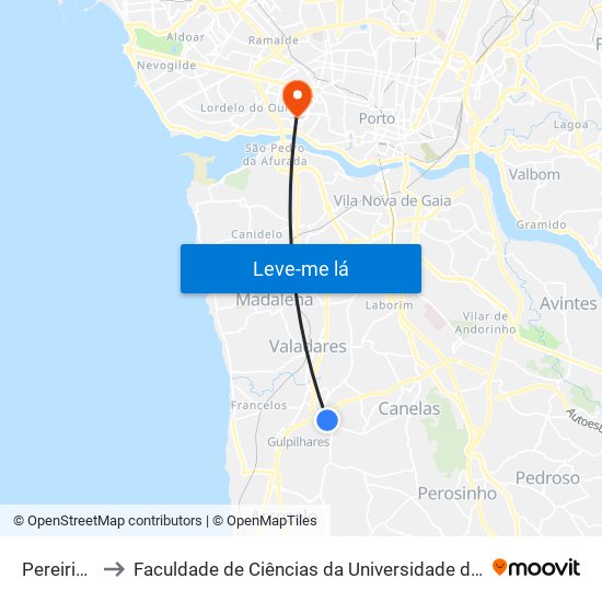 Pereirinho to Faculdade de Ciências da Universidade do Porto map