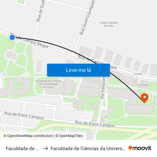 Faculdade de Ciências to Faculdade de Ciências da Universidade do Porto map