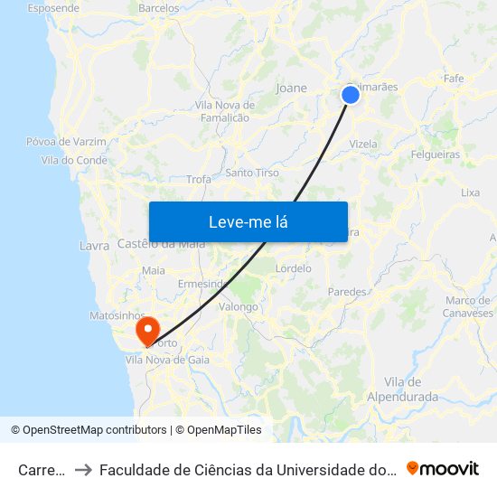 Carreira to Faculdade de Ciências da Universidade do Porto map