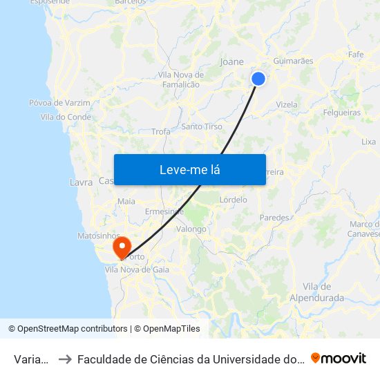 Variante to Faculdade de Ciências da Universidade do Porto map