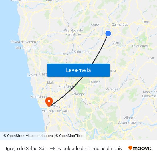 Igreja de Selho São Cristóvão to Faculdade de Ciências da Universidade do Porto map