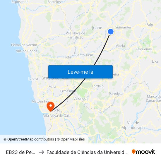 EB23 de Pevidém to Faculdade de Ciências da Universidade do Porto map