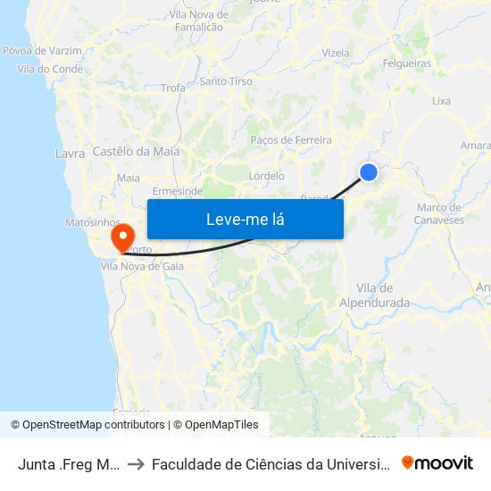 Junta .Freg Meinedo to Faculdade de Ciências da Universidade do Porto map