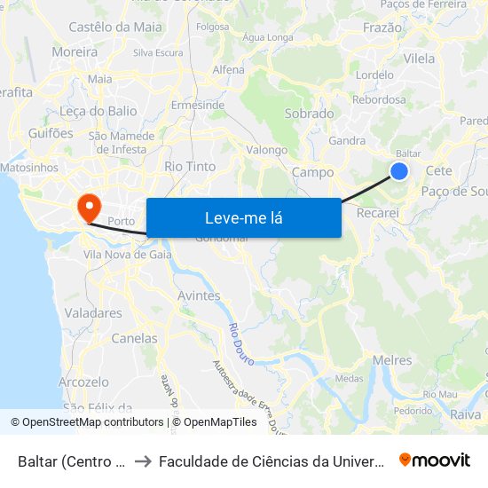 Baltar (Centro Escolar) to Faculdade de Ciências da Universidade do Porto map