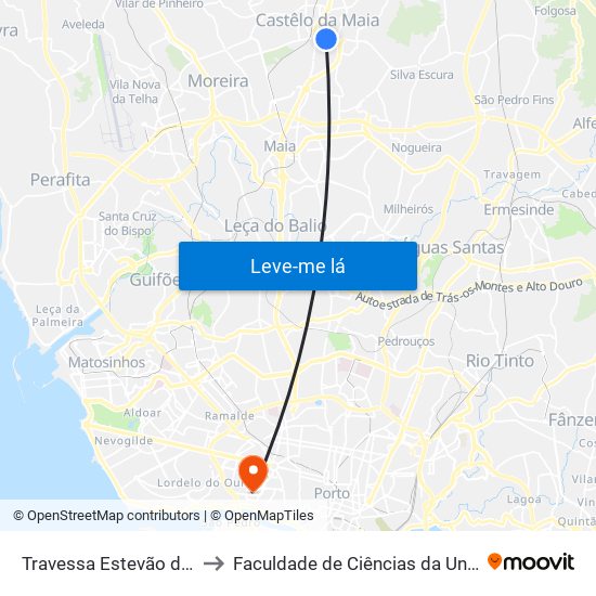 Travessa Estevão de Oliveira Maia to Faculdade de Ciências da Universidade do Porto map