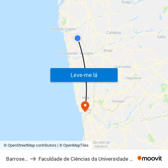 Barroselas to Faculdade de Ciências da Universidade do Porto map