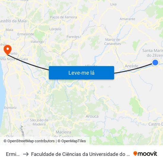 Ermida to Faculdade de Ciências da Universidade do Porto map