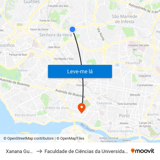 Xanana Gusmão to Faculdade de Ciências da Universidade do Porto map