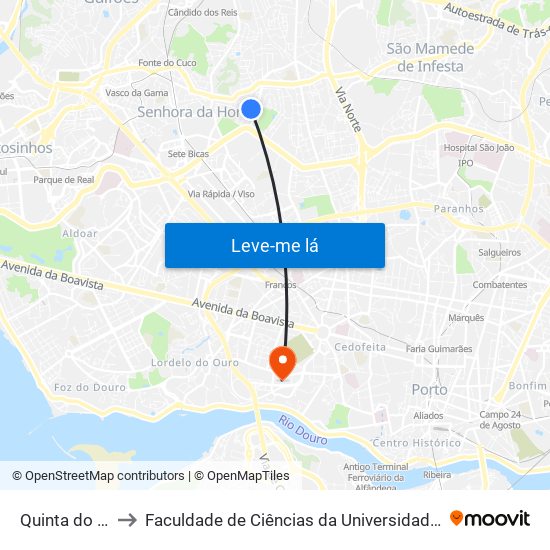 Quinta do Viso to Faculdade de Ciências da Universidade do Porto map