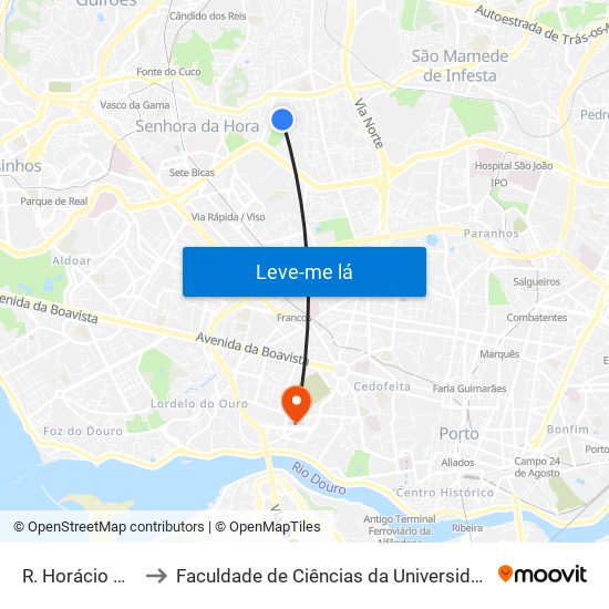 R. Horácio Marçal to Faculdade de Ciências da Universidade do Porto map