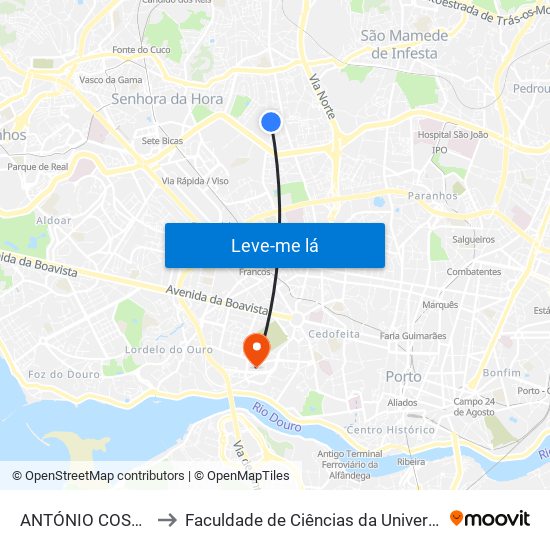 ANTÓNIO COSTA REIS 2 to Faculdade de Ciências da Universidade do Porto map