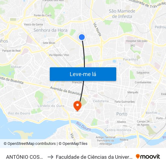 ANTÓNIO COSTA REIS 2 to Faculdade de Ciências da Universidade do Porto map