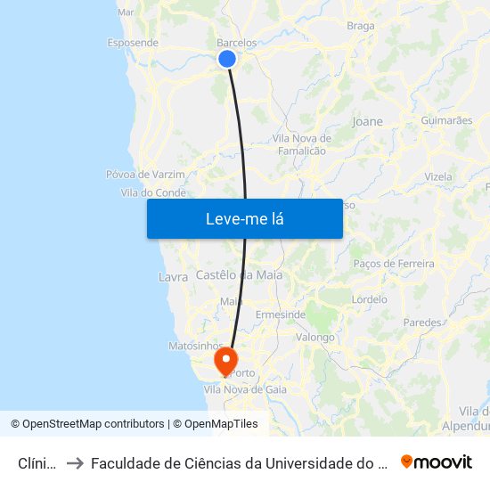 Clínica to Faculdade de Ciências da Universidade do Porto map