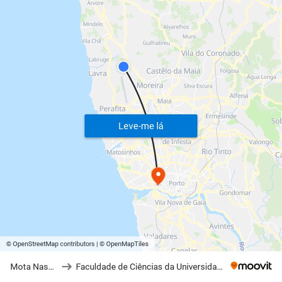 Mota Nascente to Faculdade de Ciências da Universidade do Porto map