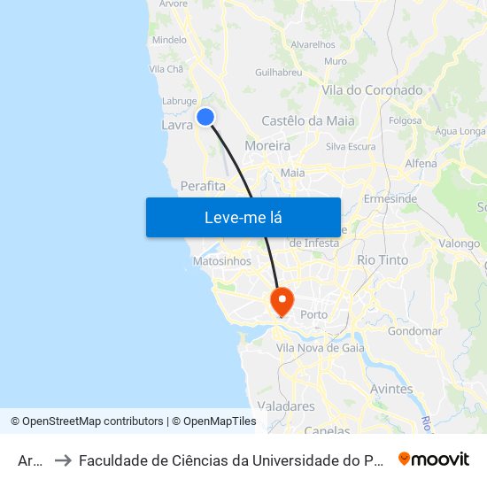 Arca to Faculdade de Ciências da Universidade do Porto map