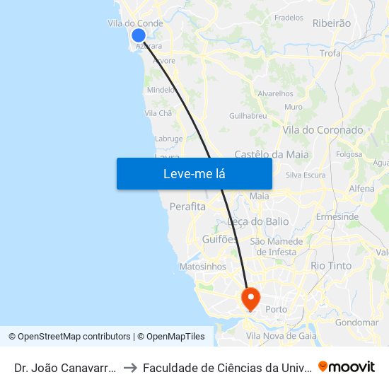 Dr. João Canavarro / Correios to Faculdade de Ciências da Universidade do Porto map