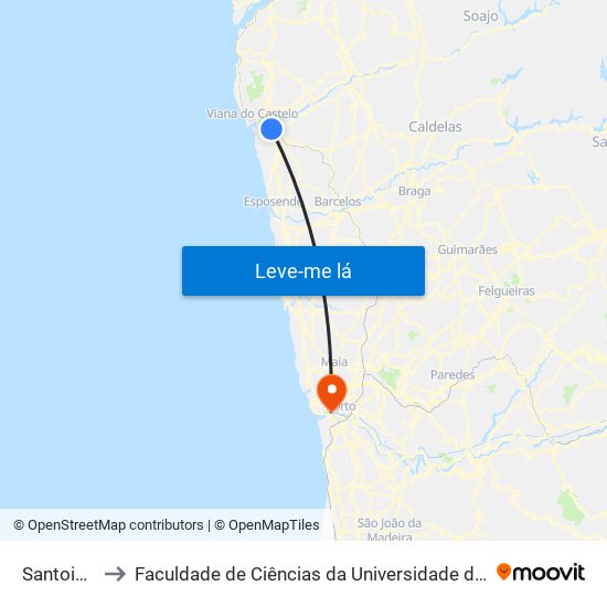 Santoinho to Faculdade de Ciências da Universidade do Porto map