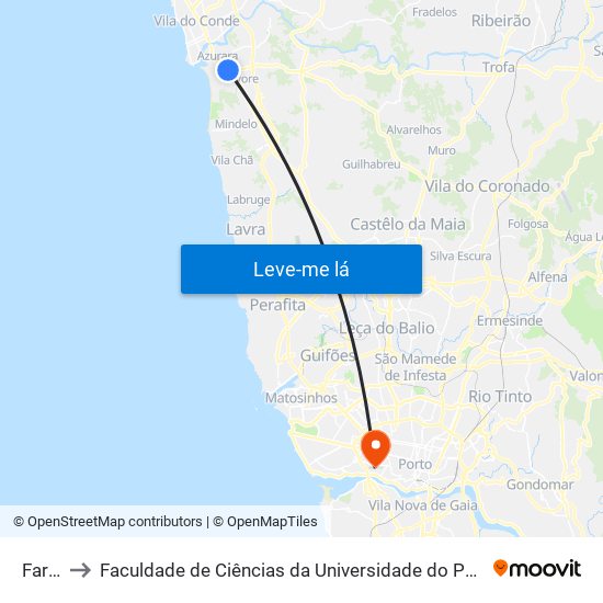 Farol to Faculdade de Ciências da Universidade do Porto map