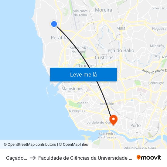 Caçadores to Faculdade de Ciências da Universidade do Porto map