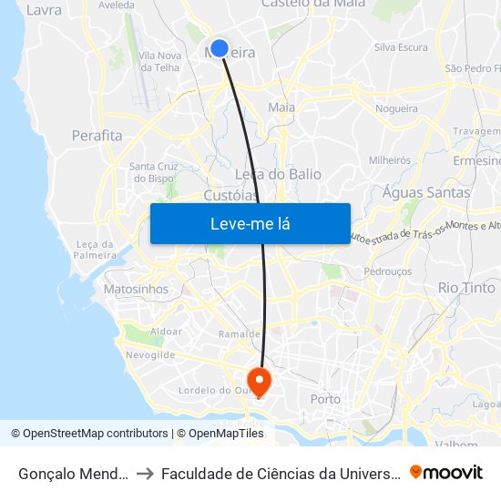 Gonçalo Mendes Maia to Faculdade de Ciências da Universidade do Porto map