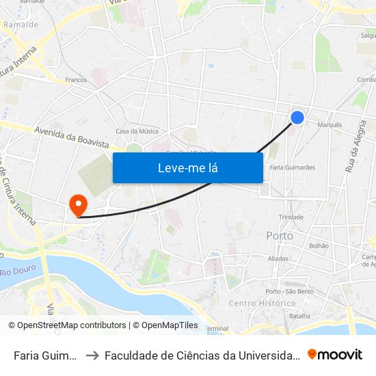 Faria Guimarães to Faculdade de Ciências da Universidade do Porto map