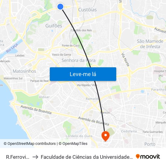 R.Ferroviário to Faculdade de Ciências da Universidade do Porto map