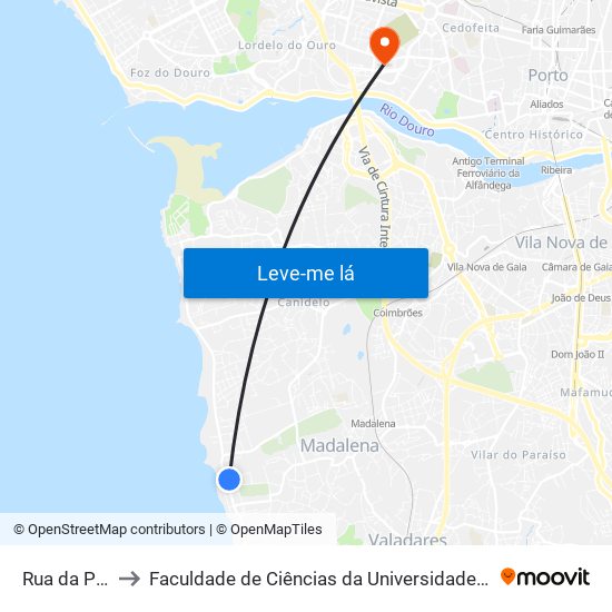 Rua da Praia to Faculdade de Ciências da Universidade do Porto map