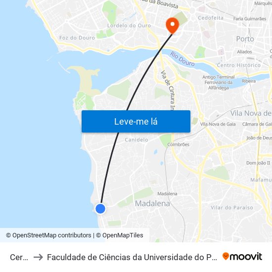 Cerro to Faculdade de Ciências da Universidade do Porto map