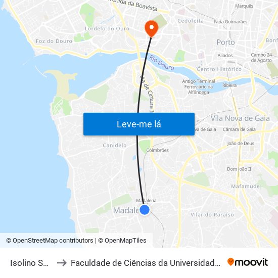 Isolino Sousa to Faculdade de Ciências da Universidade do Porto map