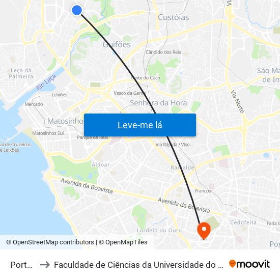 Portela to Faculdade de Ciências da Universidade do Porto map