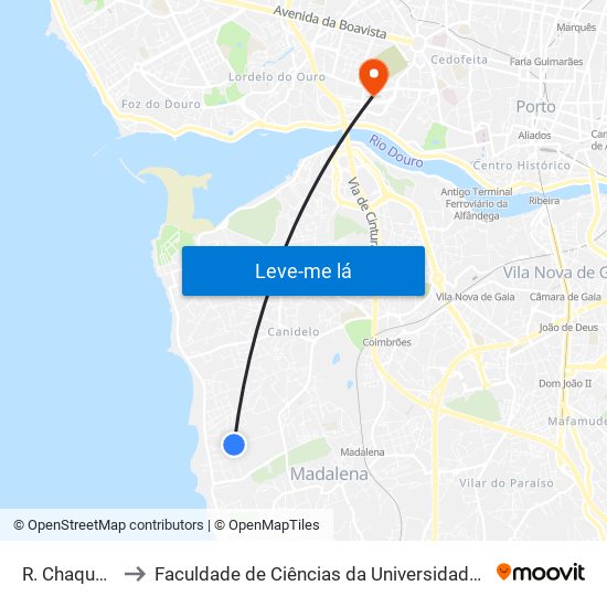 R. Chaquedas to Faculdade de Ciências da Universidade do Porto map