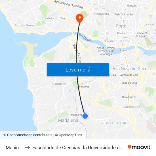 Maninho to Faculdade de Ciências da Universidade do Porto map