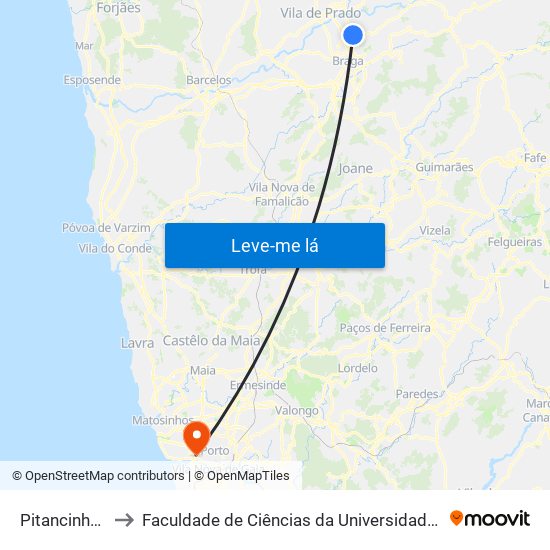 Pitancinhos Iv to Faculdade de Ciências da Universidade do Porto map