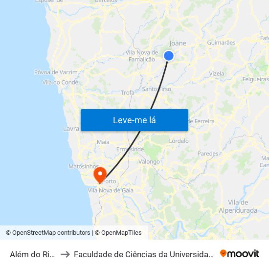 Além do Ribeiro to Faculdade de Ciências da Universidade do Porto map