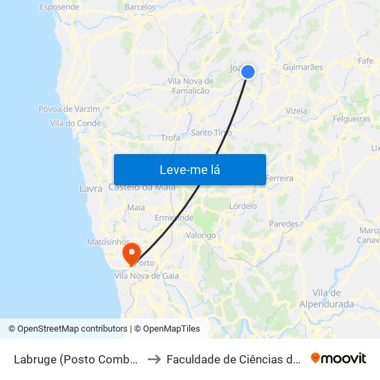 Labruge (Posto Combustível) | Monte do Rio to Faculdade de Ciências da Universidade do Porto map
