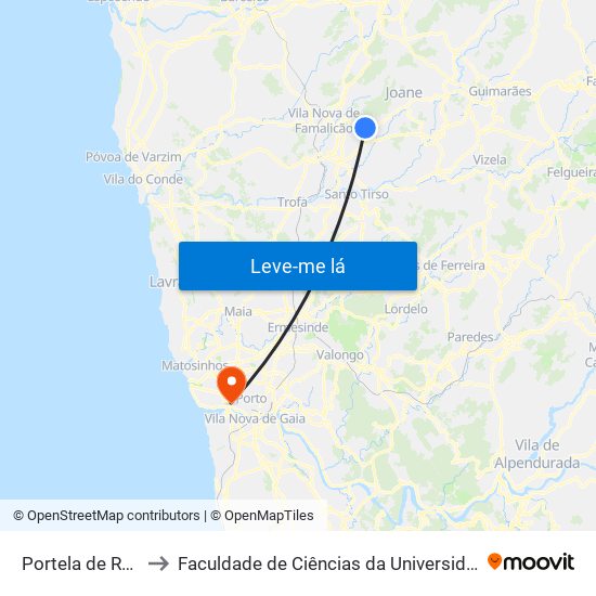 Portela de Requião to Faculdade de Ciências da Universidade do Porto map