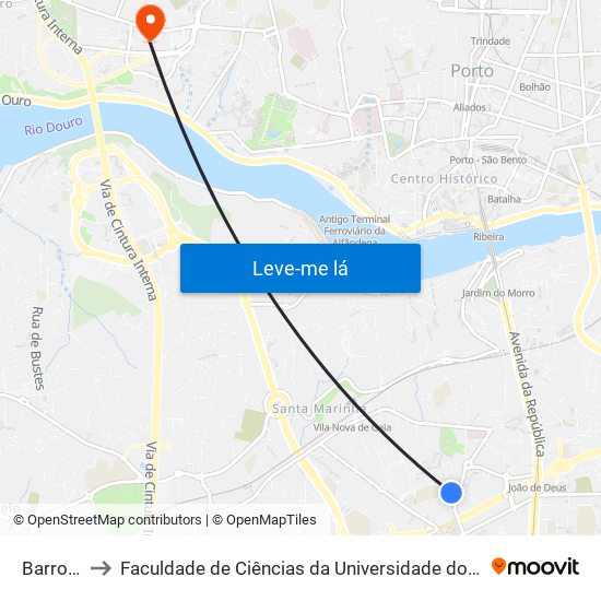 Barrosa to Faculdade de Ciências da Universidade do Porto map