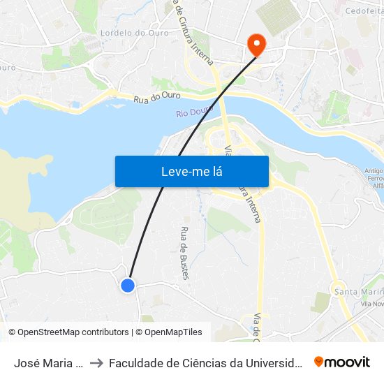 José Maria Alves to Faculdade de Ciências da Universidade do Porto map