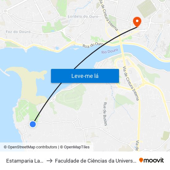 Estamparia Lavadores to Faculdade de Ciências da Universidade do Porto map