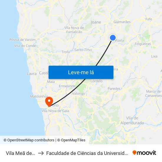 Vila Meã de Cima to Faculdade de Ciências da Universidade do Porto map