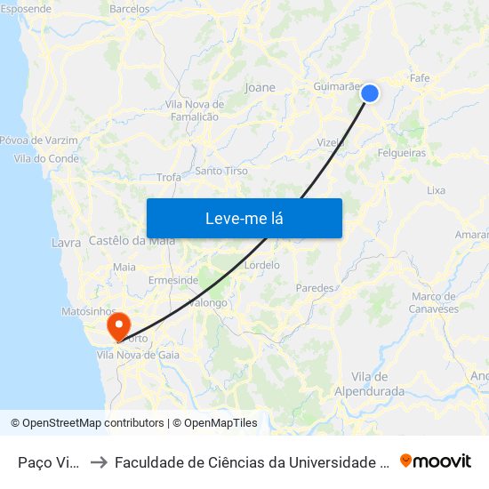 Paço Vieira to Faculdade de Ciências da Universidade do Porto map