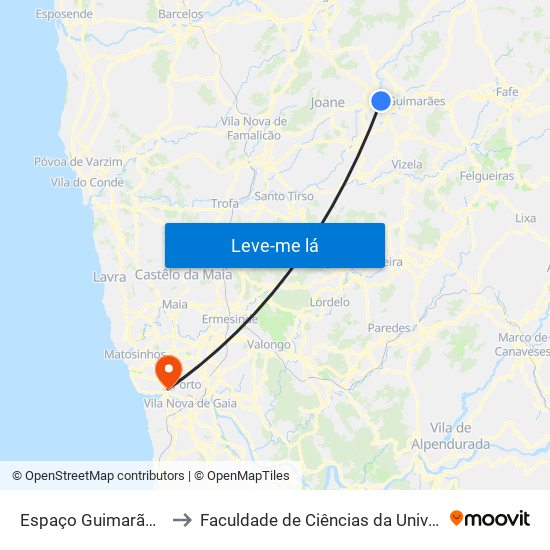 Espaço Guimarães (Entrada) to Faculdade de Ciências da Universidade do Porto map