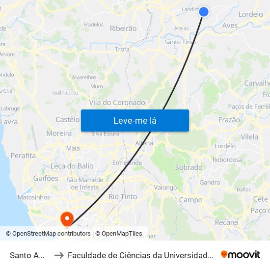 Santo Amaro to Faculdade de Ciências da Universidade do Porto map