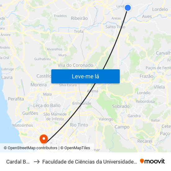 Cardal - Bente to Faculdade de Ciências da Universidade do Porto map