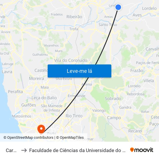 Cardal - Landim to Faculdade de Ciências da Universidade do Porto map