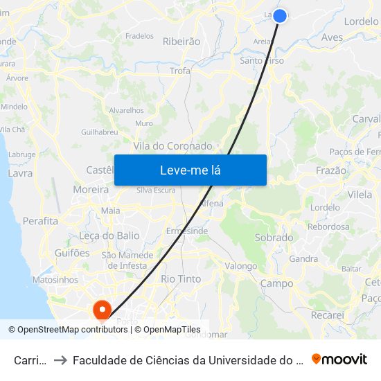 Carriça to Faculdade de Ciências da Universidade do Porto map