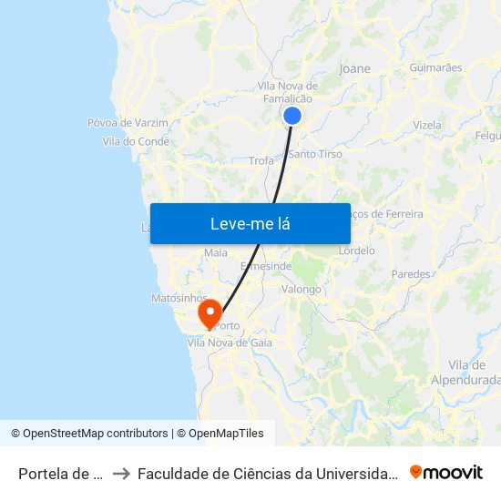 Portela de Cima to Faculdade de Ciências da Universidade do Porto map