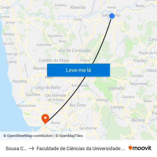 Sousa Cruz to Faculdade de Ciências da Universidade do Porto map