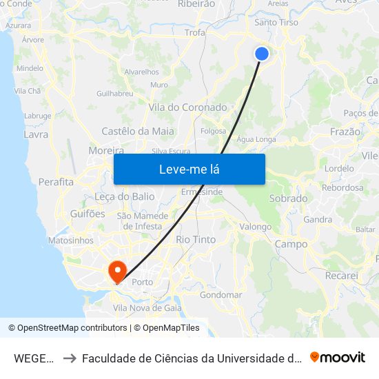 WEGEuro to Faculdade de Ciências da Universidade do Porto map