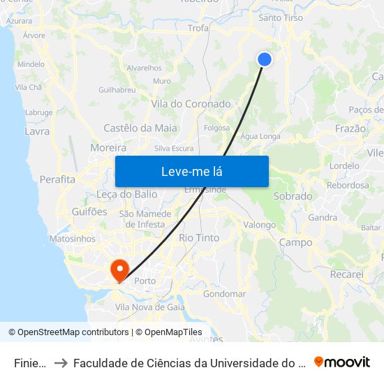 Finieco to Faculdade de Ciências da Universidade do Porto map